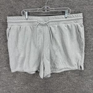 Xersion Shorts Women 2X Plus Gray Mid Rise Chino Drawstring Pockets Cotton